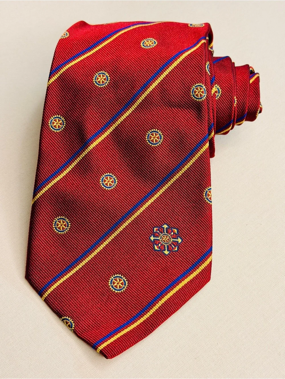 Rotary 2000 Red Silk Striped Tie by Mantero - Made in Italy